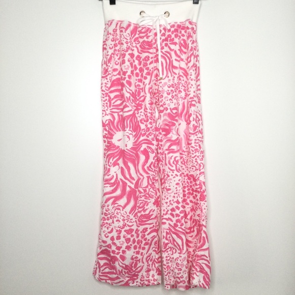 Lilly Pulitzer The Beach Pant Linen Pink White XXS - Picture 10 of 10